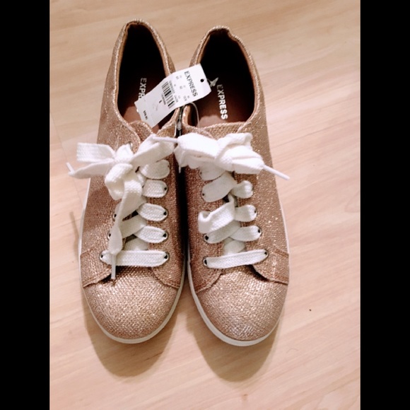 Ladies Express Gold Sparkley Sneakers - Picture 3 of 5